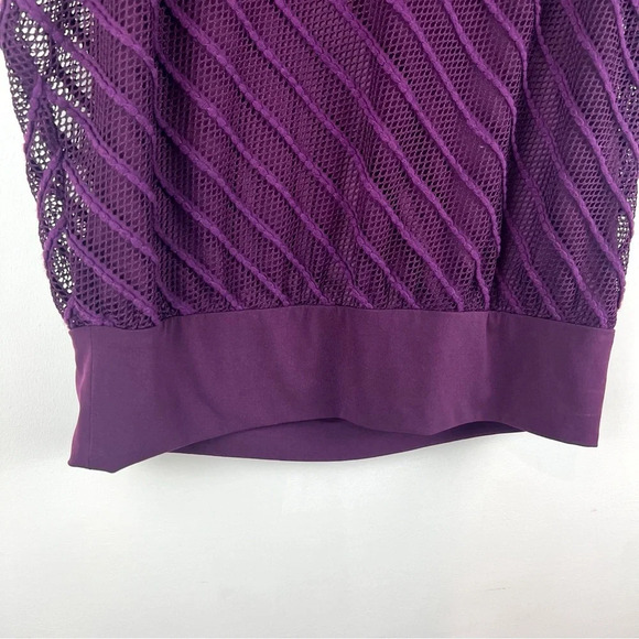 Vintage 80s 90s Mesh Overlay Top Medium M Purple Retro Sport Tank - Picture 5 of 6